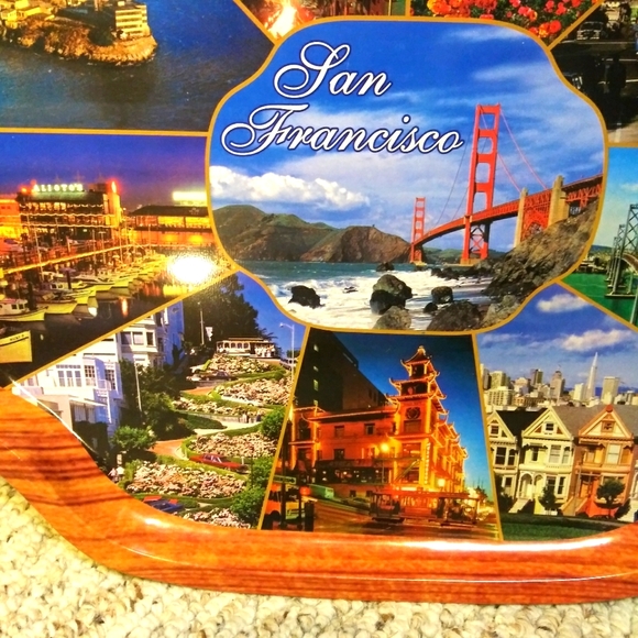Vintage San Francisco Landmarks Large Metal Souvenir Bar Tray - Picture 5 of 11